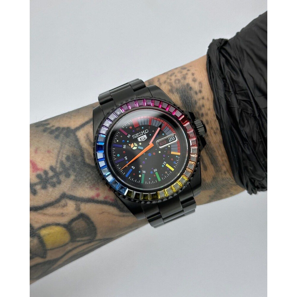 Custom Seiko Mod • Black Dot Rainbow Day-Date Yachtmaster • 40mm
